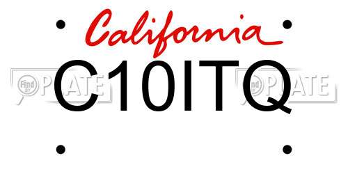 C10ITQ California License Plate