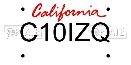 C10IZQ California License Plate