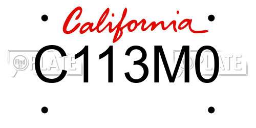 C113M0 California License Plate