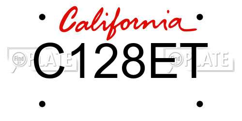 C128ET California License Plate