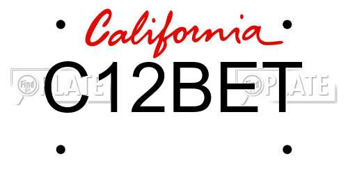 C12BET California License Plate