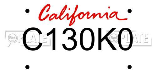C130K0 California License Plate