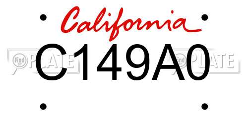 C149A0 California License Plate