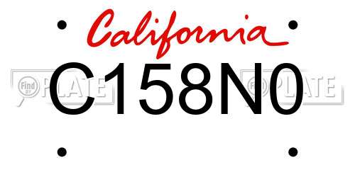 C158N0 California License Plate
