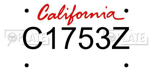C1753Z California License Plate