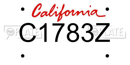 C1783Z California License Plate