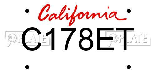 C178ET California License Plate