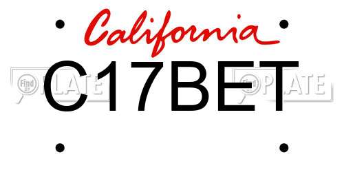 C17BET California License Plate