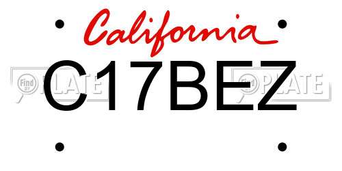 C17BEZ California License Plate