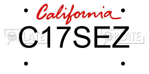 C17SEZ California License Plate
