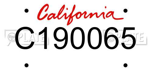 C190065 California License Plate