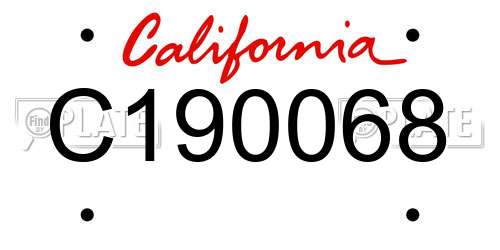 C190068 California License Plate
