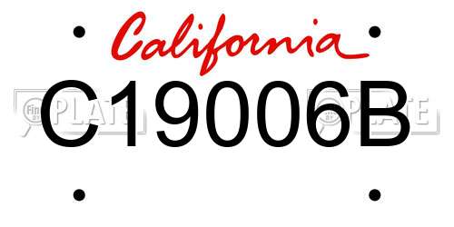 C19006B California License Plate