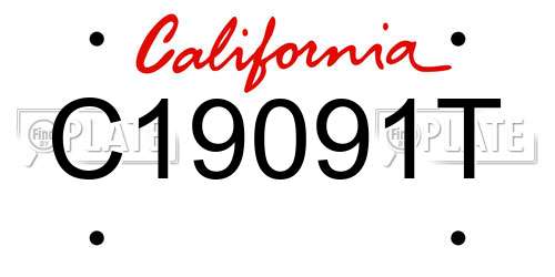 C19091T California License Plate