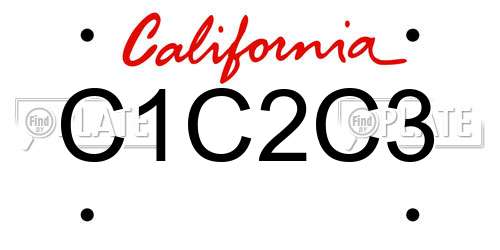 C1C2C3 California License Plate