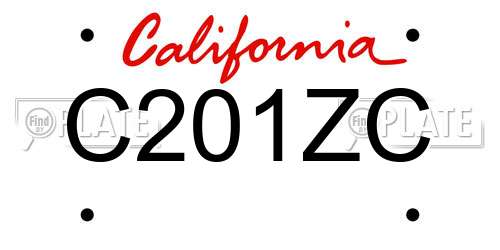C201ZC California License Plate