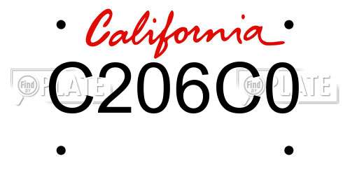 C206C0 California License Plate