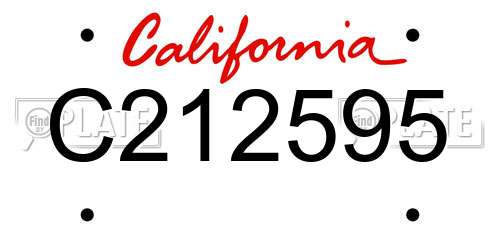 C212595 California License Plate