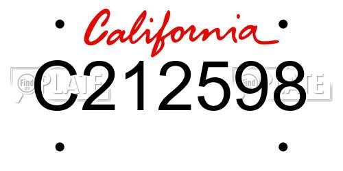 C212598 California License Plate