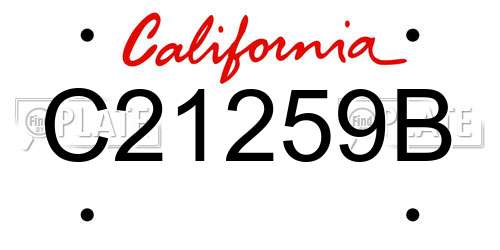 C21259B California License Plate