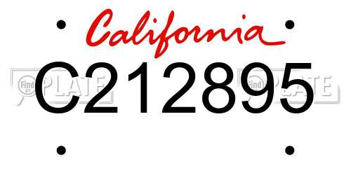 C212895 California License Plate