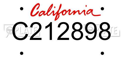 C212898 California License Plate
