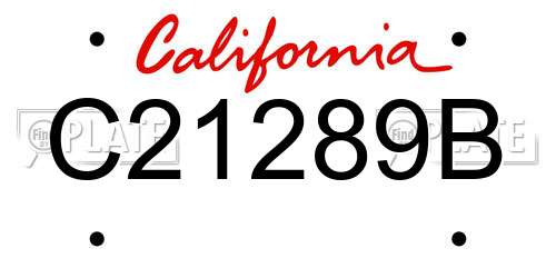 C21289B California License Plate