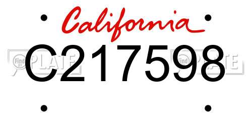 C217598 California License Plate