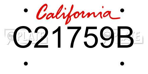 C21759B California License Plate