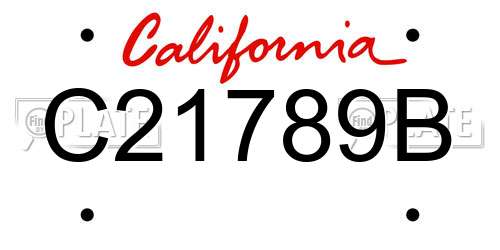 C21789B California License Plate