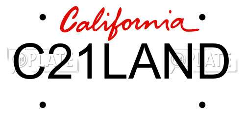 C21LAND California License Plate