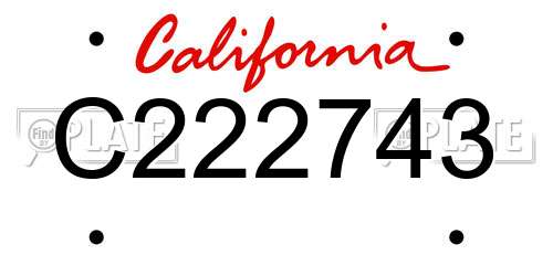 C222743 California License Plate