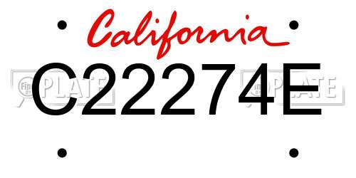 C22274E California License Plate