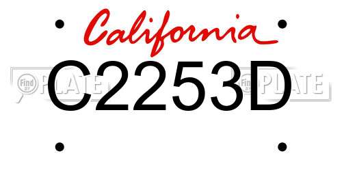 C2253D California License Plate
