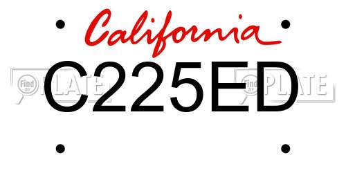 C225ED California License Plate