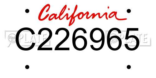 C226965 California License Plate