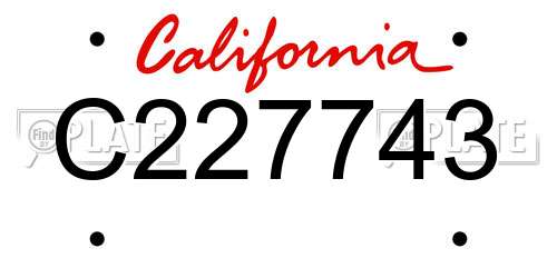 C227743 California License Plate