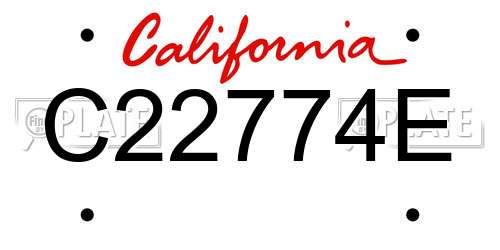 C22774E California License Plate