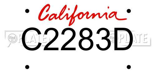 C2283D California License Plate