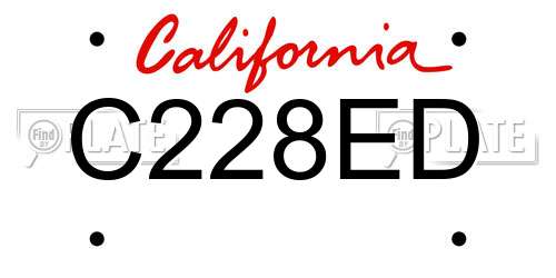 C228ED California License Plate