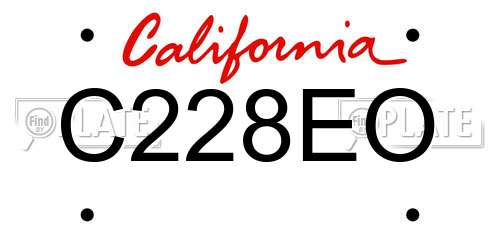 C228EO California License Plate