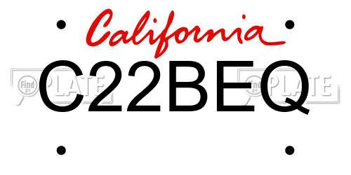 C22BEQ California License Plate