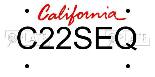 C22SEQ California License Plate
