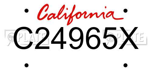 C24965X California License Plate