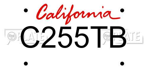 C255TB California License Plate