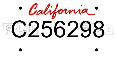 C256298 California License Plate