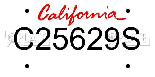 C25629S California License Plate