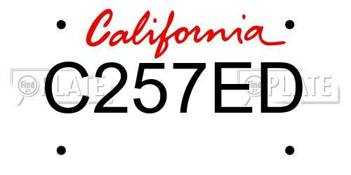 C257ED California License Plate