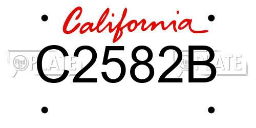 C2582B California License Plate