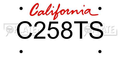 C258TS California License Plate